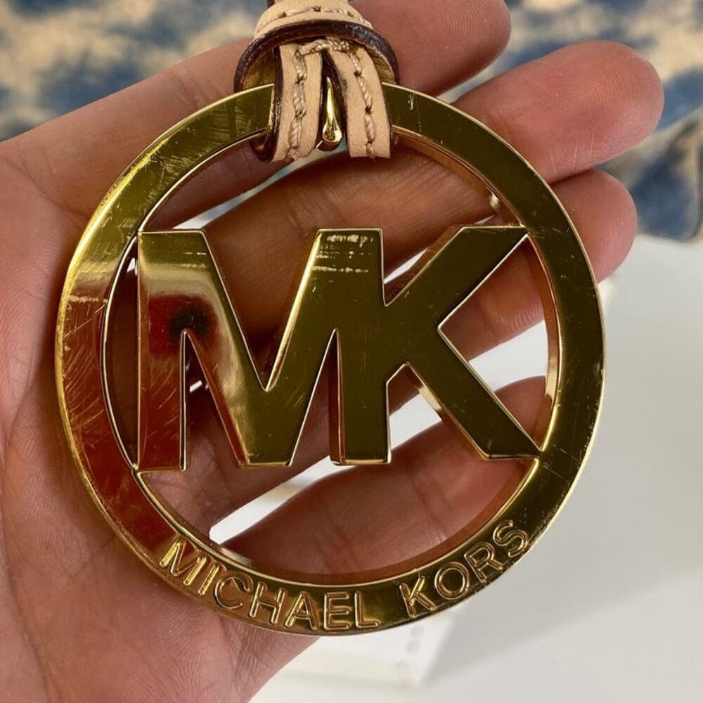 MICHAEL KORS, LARGE TAN, BLUE TIE DYE DUFFLE BAG (ASIS) - Picture 7 of 16